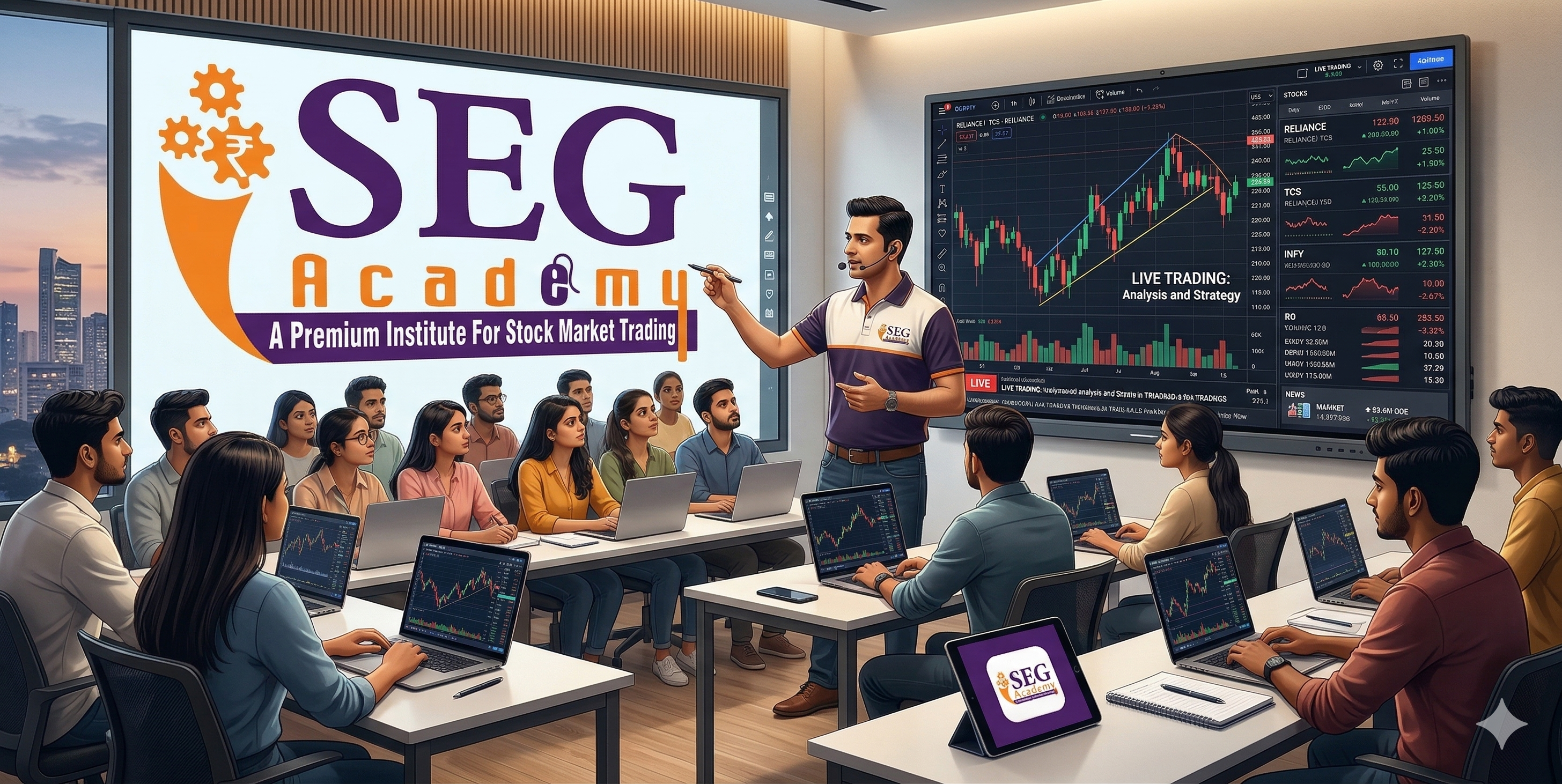 SEGAcademy classroom with smart board and students